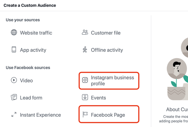 Użyj reklam na Facebooku, aby reklamować się osobom, które odwiedzają Twoją stronę na Facebooku lub Instagram, Krok 1.
