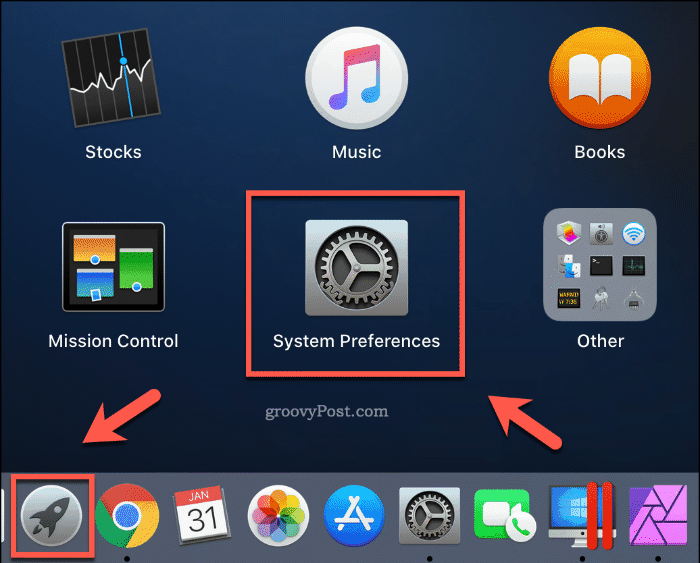 Uruchamianie Preferencji systemowych z Launchpad na macOS