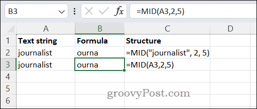 Korzystanie z funkcji MID w Excelu