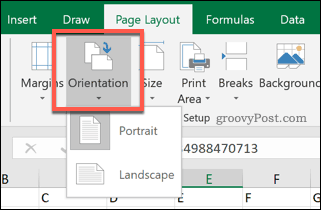 Opcje orientacji strony programu Excel
