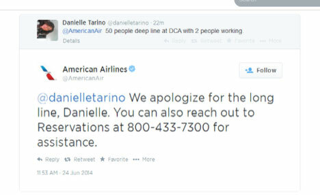 Odpowiedź @americanair na Twitterze