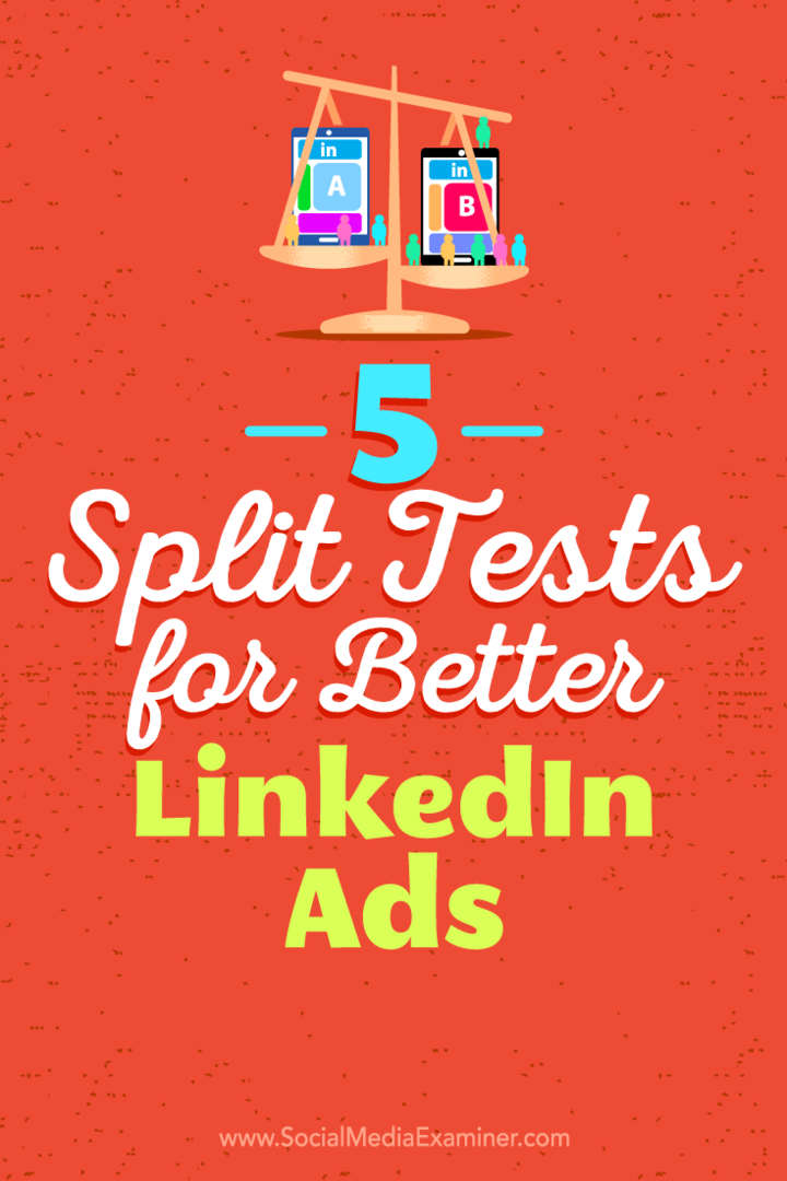 5 testów dzielonych dla lepszych reklam LinkedIn autorstwa Alexandra Rynne w Social Media Examiner.