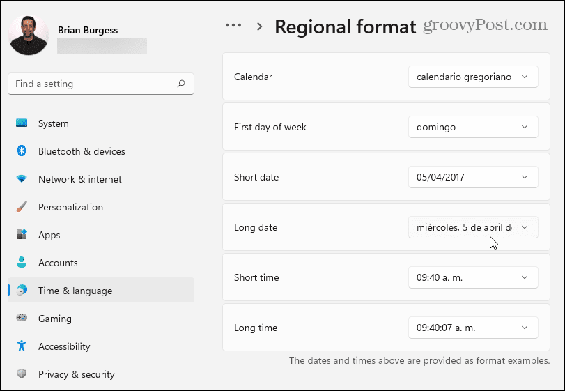 Ręczne okna formatu regionalnego 11