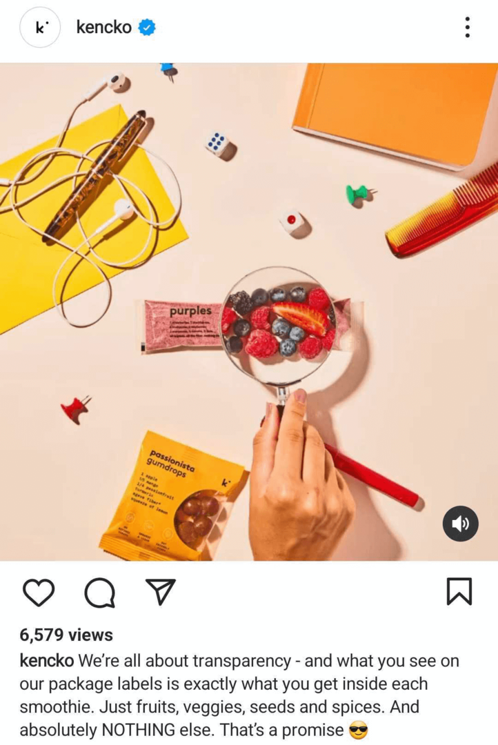 przykład wartości marki udostępniania rolek na Instagramie