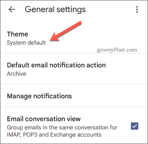 Wybierz motyw mobilny Gmaila