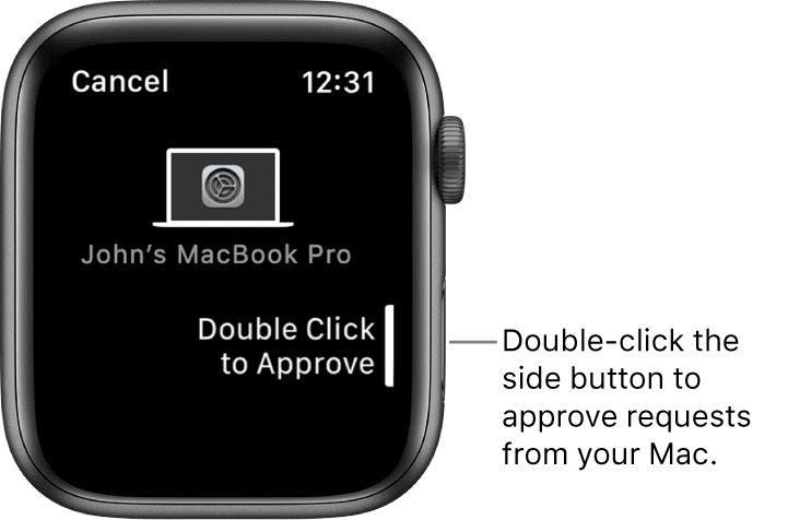 Apple Watch zatwierdza prośbę na Macu