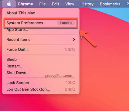 Otwieranie Preferencji systemowych na Macu