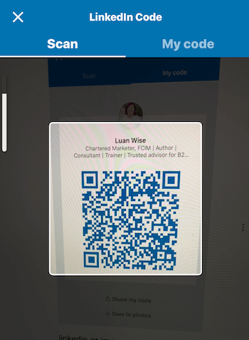 Ekran kodu w aplikacji mobilnej LinkedIn