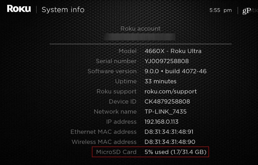 Roku_Ultra Informacje o systemie Karta MicroSD