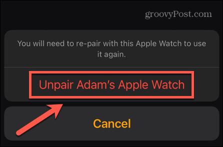 Apple Watch potwierdź rozparowanie