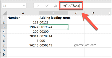 Dodanie określonej liczby wiodących zer do komórek programu Excel