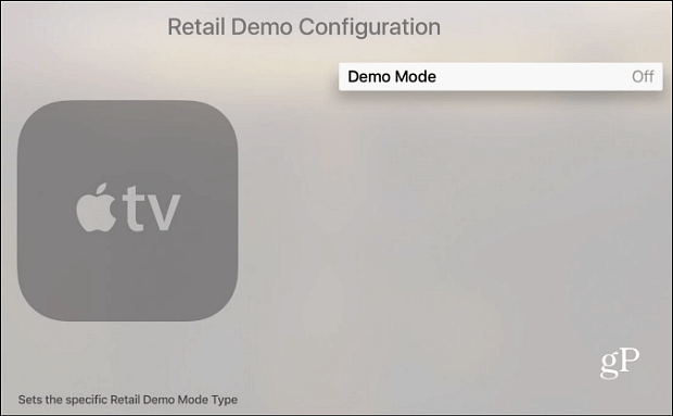 Tryb demonstracyjny Apple TV