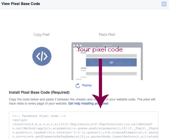 Skopiuj swój kod piksela Facebooka bezpośrednio z tej strony.
