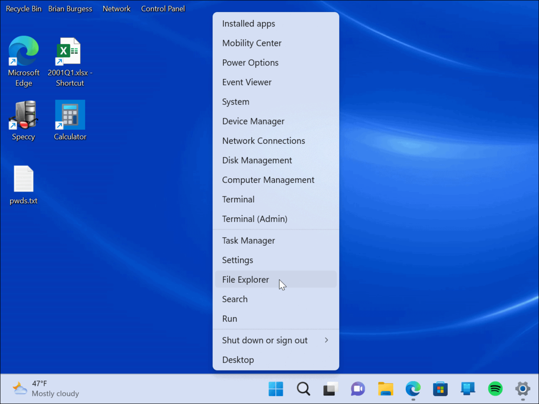 Uzyskaj dostęp do menu użytkownika zaawansowanego w systemie Windows 11