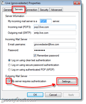 serwery poczty Windows Live i ustawienia poczty wychodzącej