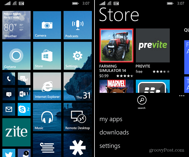 Ustawienia sklepu Windows Phone 8.1