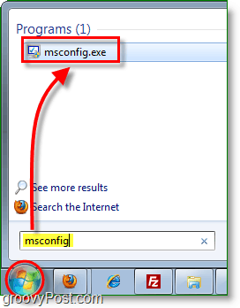 uruchom msconfig.exe z menu Start w Windows 7