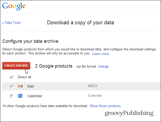 archiwizuj dane Gmaila