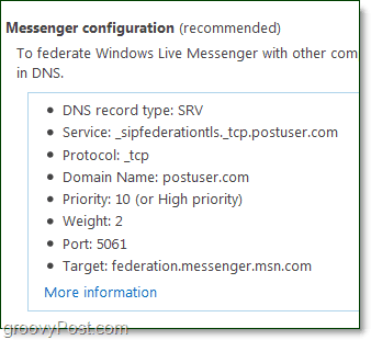 skonfiguruj konfigurację Messengera do korzystania z Windows Live Messenger w swojej domenie