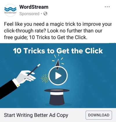 Techniki reklamowe na Facebooku, które przynoszą wyniki, na przykład WordStream oferujący bezpłatny przewodnik