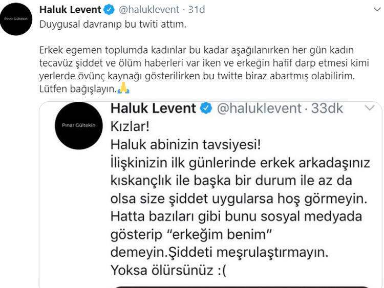 Haluk Levent Pınar zebrał reakcję po tym, jak podzielił się z nim po zabójstwie Gültekina!