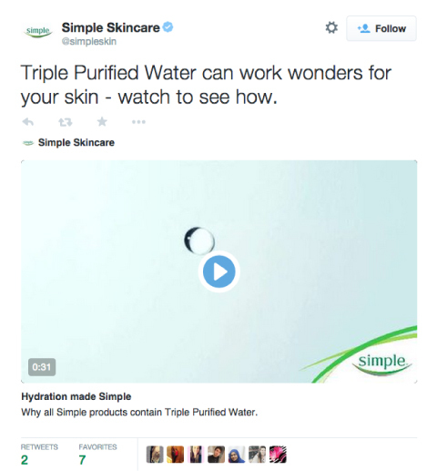 prosta promocja produktu wideo na Twitterze do pielęgnacji skóry