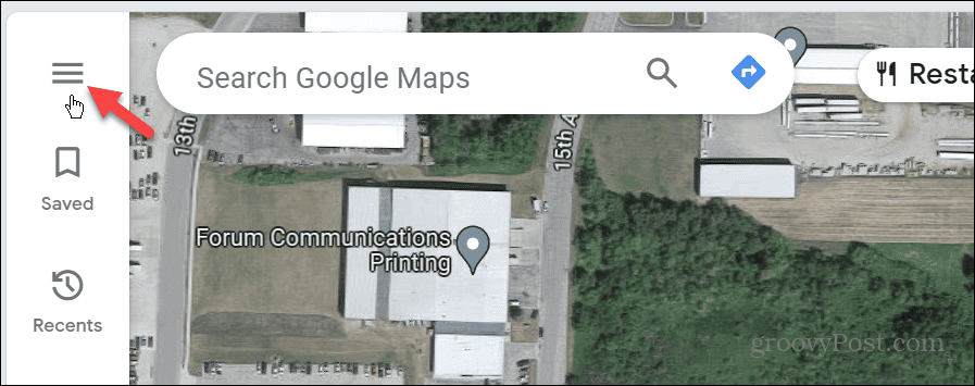 przycisk menu Mapy Google