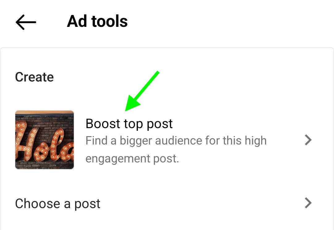 obraz sugerowanego posta do zwiększenia na Instagramie w narzędziach reklamowych