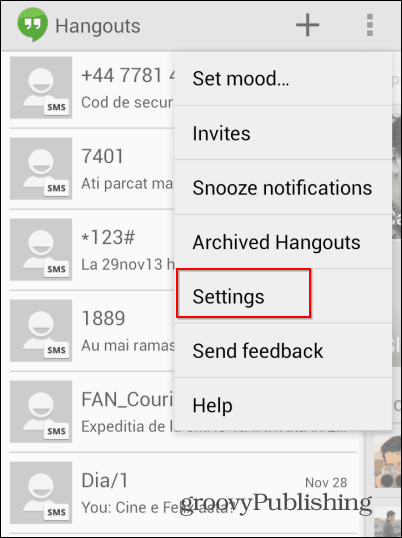 Hangouty SMS