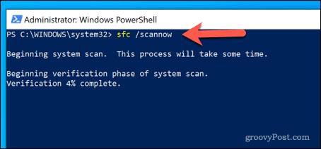Uruchamianie narzędzia SFC w programie Windows PowerShell