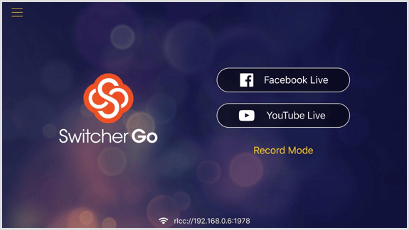 Ekran Switcher Go, na którym możesz połączyć swoje konta Facebook i YouTube