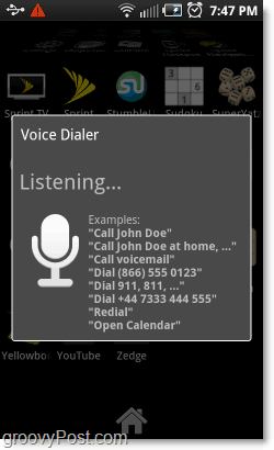 Dialer głosowy słuchający poleceń na telefonie z Androidem