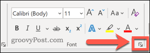 Dostęp do ustawień czcionek w programie Word