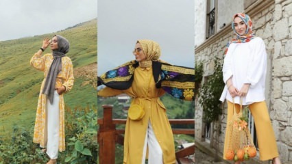 Żółte ubrania w odzieży hidżabu