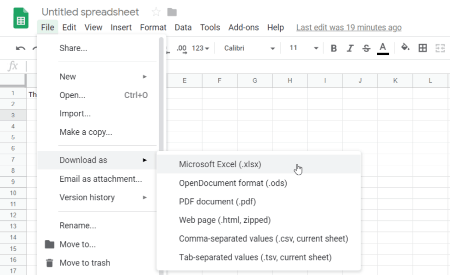 eksportuj arkusz google do programu Excel