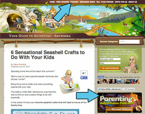 przygody dla rodziców, do których link znajduje się na stronie głównej mykidsadventures.com