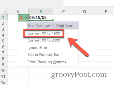 Excel przekonwertować na 1900