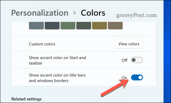Włącz kolor obramowania w systemie Windows