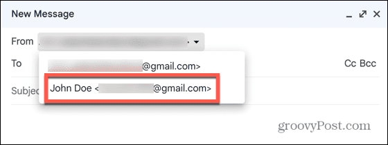gmail wybierz alias