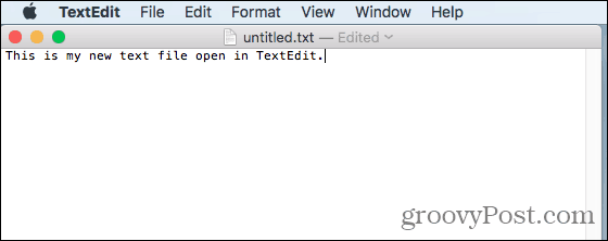 Plik tekstowy otwarty w TextEdit na Macu
