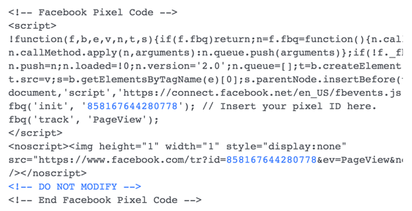 Zainstaluj kod piksela Facebooka na swojej stronie internetowej.