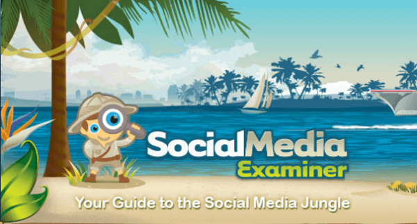 Slogan Social Media Examiner to Twój przewodnik po dżungli mediów społecznościowych.