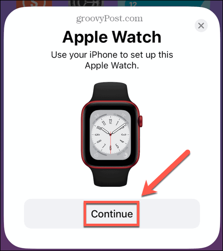 Apple Watch kontynuuj parowanie