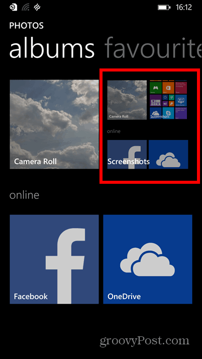 Windows Phone 8.1 albumy zrzutów ekranu