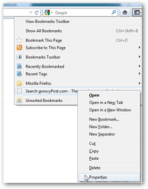 menu zakładek Firefox