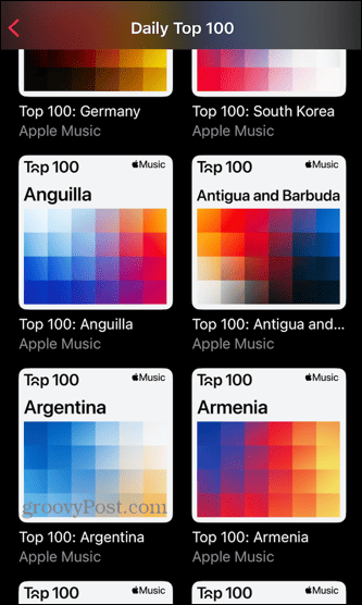 Apple Music Charts 100 najlepszych krajów