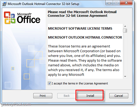 instalacja narzędzia Outlook Hotmail Connector