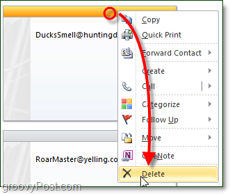 Usuń lub usuń niezapisane kontakty w programie Outlook 2010 2007