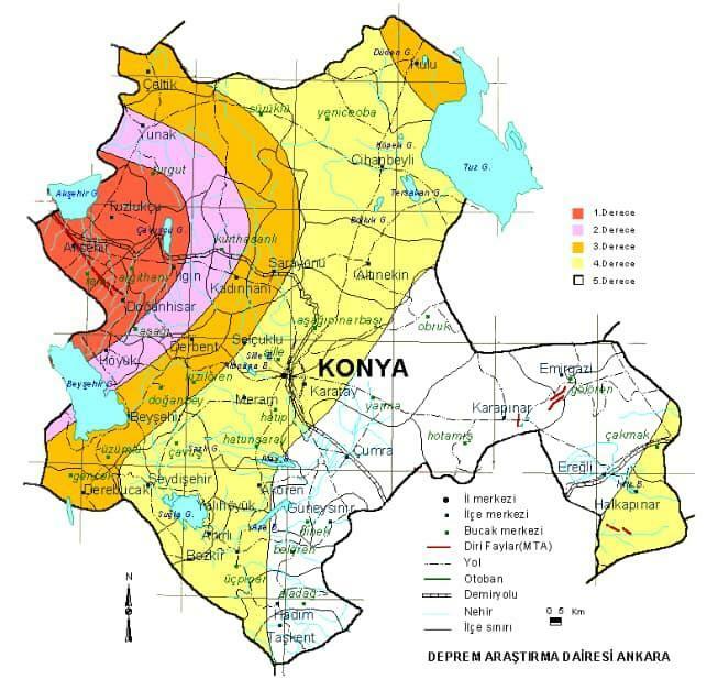 Mapa ryzyka trzęsienia ziemi w Konyi