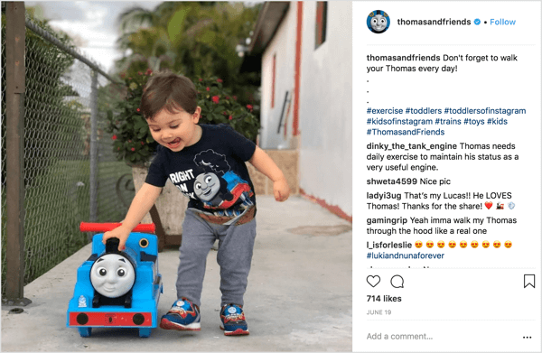 Thomas & Friends udostępnia zdjęcia przesłane przez rodziców dzieci korzystających z towarów marki.